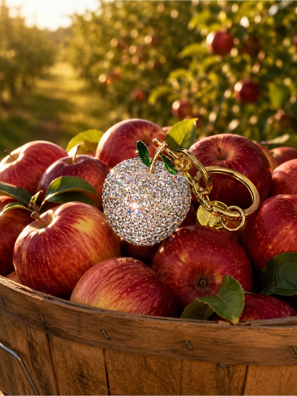 Sparkling White Apple Bag Charm - Crispin Silver!